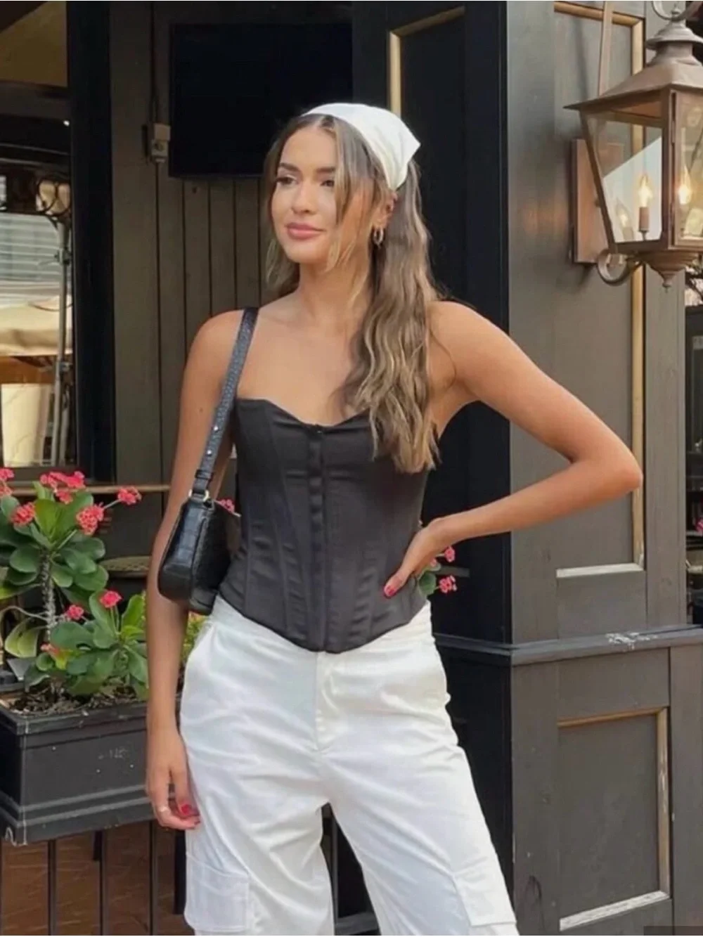 ZARA Black Satin Effect Corset Top With Sweetheart Neckline Size XS - Picture 2 of 10